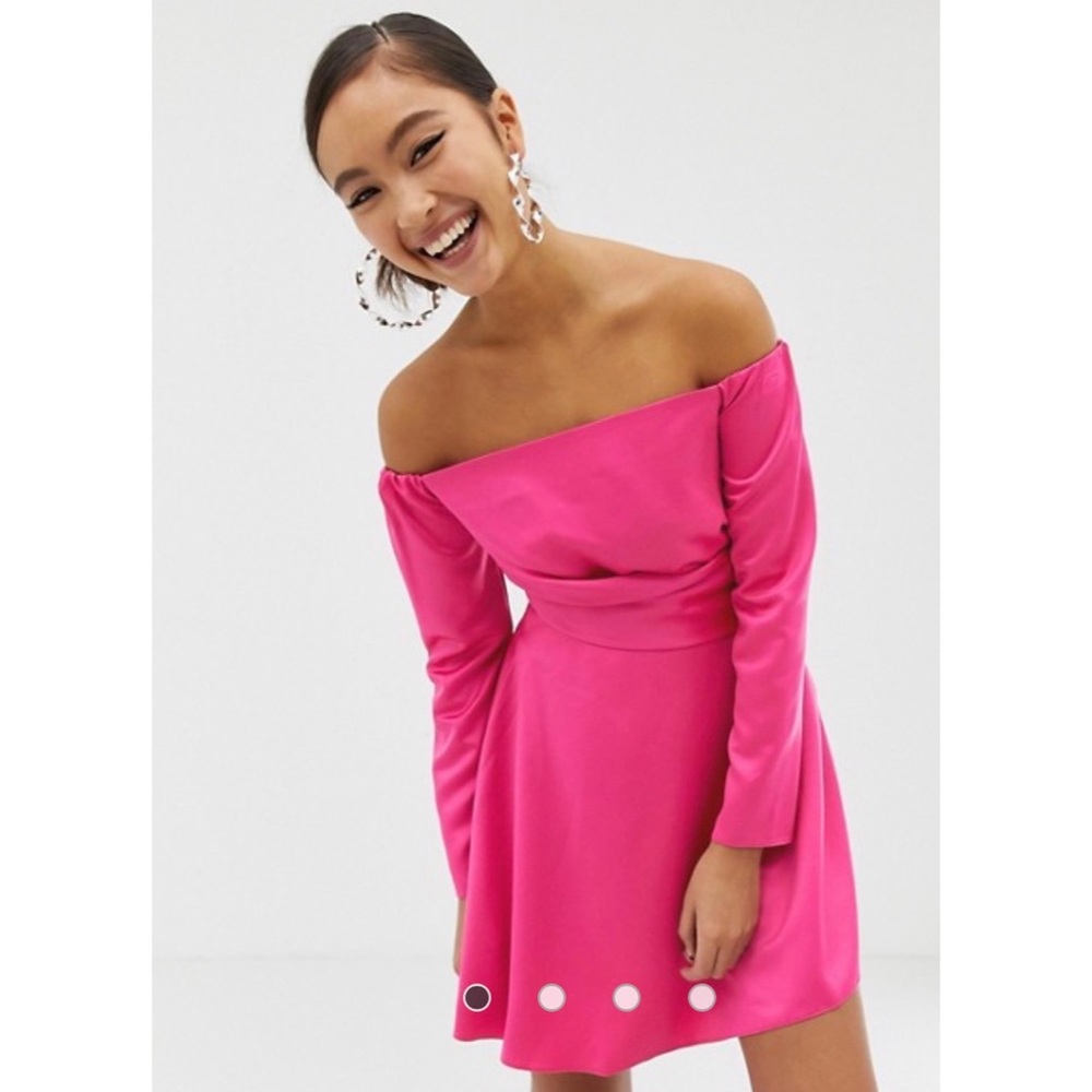 Pink Silky Long sleeve Mini  Dress